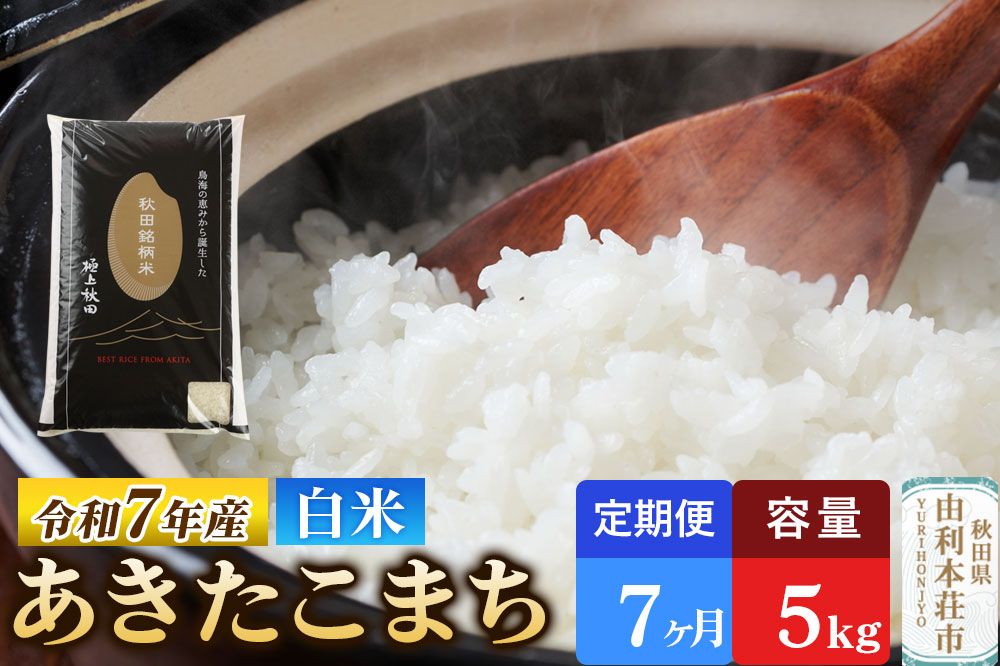 《定期便7ヶ月》令和7年産 【白米】極上秋田銘柄米 あきたこまち 5kg 米 お米 白米 精米 ブランド米 銘柄米 秋田県産