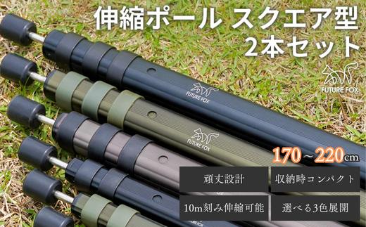 
                  FUTURE FOX 伸縮ポール スクエア型 170㎝～220㎝ // キャンプ アウトドア タープ用 テント用 ポール 調節可能 収納袋付き フューチャーフォックス
                