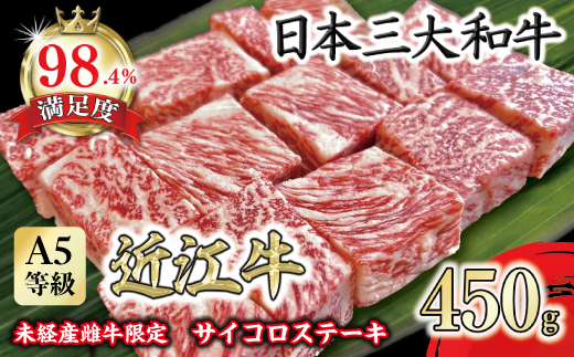 A5等級 未経産雌牛限定　近江牛サイコロステーキ　450g【FO24U】