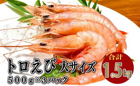 トロ えび 冷凍 海老 大 サイズ 1.5kg 500g 3パック お刺身 エビチリ エビ餃子 静岡 沼津