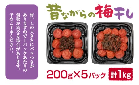 昔ながらの酸っぱい梅干し　200g×5パック　合計1kg＜1-110＞