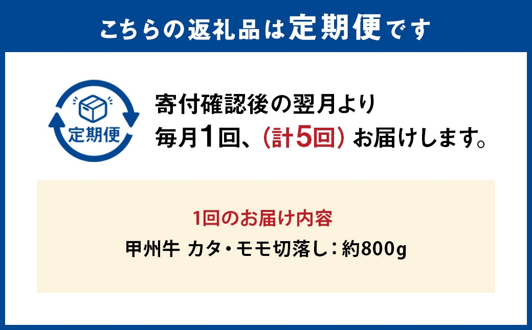 【 5回定期便 】 甲州牛 カタ ・ モモ 切落し 約800g入