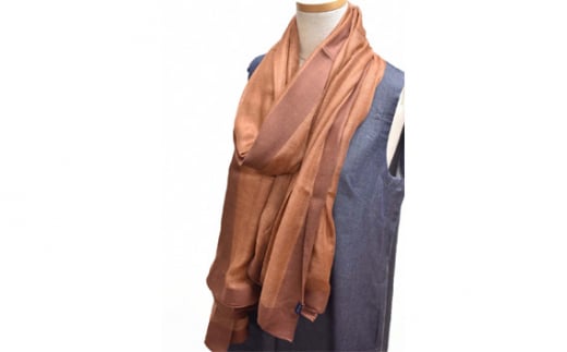 No.255 シルクカシミヤストール　「Frame」brown ／ ファッション 織物 染物 山梨県