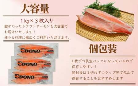 トラウトサーモン 約3kg 真空パック入り トラウト トラウトサーモン サーモン 鱒 マス 惣菜 おかず 料理 冷凍 冷凍品 長期保存 保存食 鮮度 旨味 お取り寄せ グルメ 食品 大容量 ギフト 贈