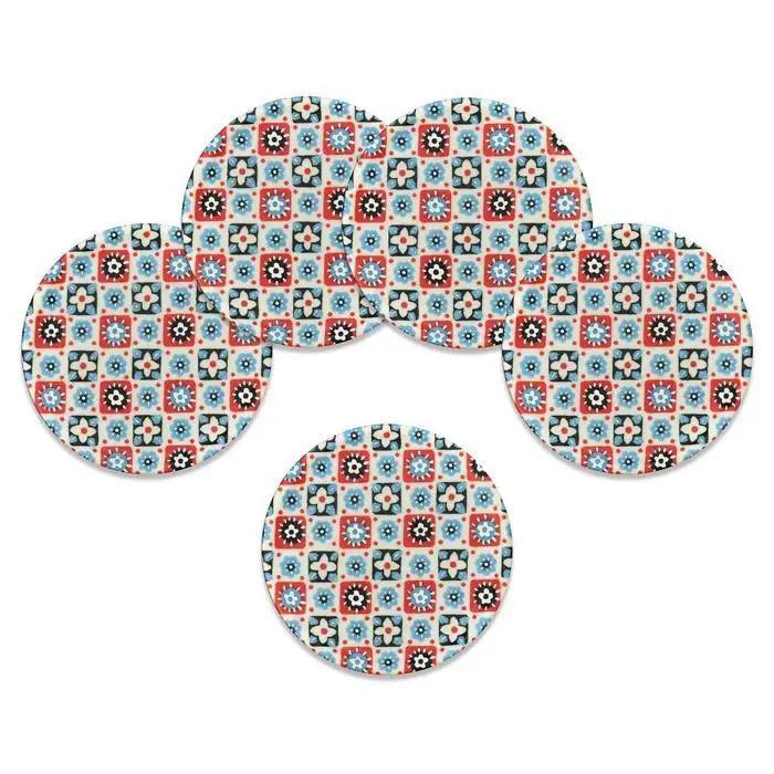 タツクラフト 友禅和紙コースター 5枚セット 花入り格子 【Tk342】