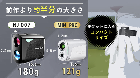 NINJOR GOLF　NJ MINI PRO OLED ( ピンク ) ゴルフ 距離計 小型 コンパクト サイズ ゴルフ 距離計測器 スロープモード ピンサーチ＋搭載 ハードケース付き
