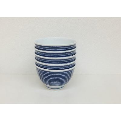 ふるさと納税 長崎県 【波佐見焼】φ13.5cm軽量小さめ丼5個組藍染駒筋【西海陶器】5　32567 |  | 03