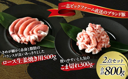 豚肉セット 一志SPポーク 生姜焼き用 ロース こま切れ 豚肉セット【ロース500g こま切れ300g】