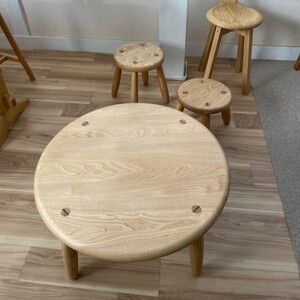 子供 机 キッズ デスク おしゃれ 木製 木育 男の子 女の子 無垢材 国産 栗の木 栗材 インテリア 藤枝家具 遊木舎 TOY 丸 テーブル