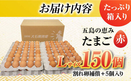 【お得な箱入り】五島の恵みたまご Lサイズ 150個入 / 卵 赤玉子 五島市 / 五島列島大石養鶏場[PFQ007]