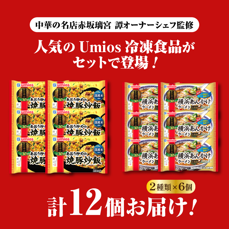 Umios 冷凍食品 あおり炒めの焼豚炒飯＆横浜あんかけラーメン詰合せセット