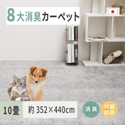 ふるさと納税 泉大津市 ペットにやさしい　8大消臭・抗菌カーペット　グレー　1枚　10帖　600094990