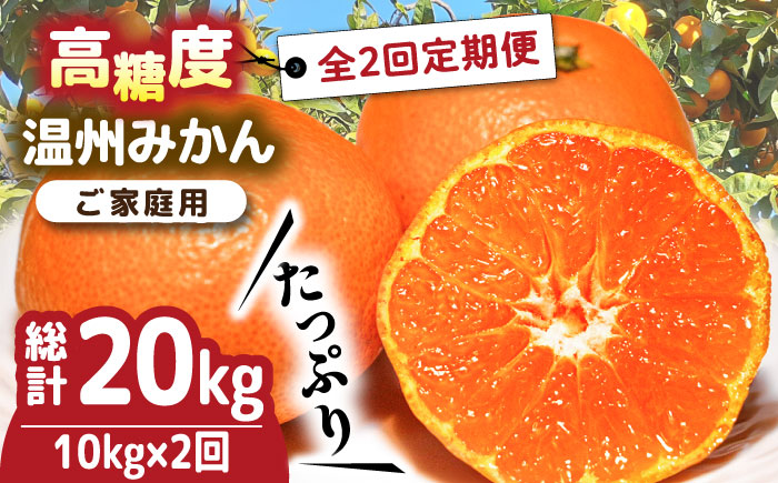 みかん【2026年12月〜発送】【2回定期便】高糖度 温州みかん（約10kg×2回） / みかん 定期便 ミカン 蜜柑 長崎県産みかん 糖度 果物 くだもの 果物定期便 甘い フルーツ ふるーつ フルーツ定期便 旬 家庭用 10kg 柑橘 mikan 産地直送 くだもの 国産  / 南島原市 / 南島原果物屋 [SCV002]