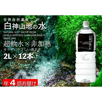 【ふるさと納税】【定期便　年4回お届け！！】白神山地の水 2L×12本　お届け：寄附金のご入金確認の翌月以降、初回発送から3ヶ月毎に計4回お届けします。