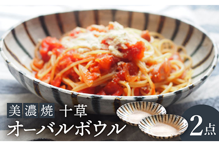 【美濃焼】十草オーバルボウル２点 セット【リスの木食器工房】 深鉢 皿 おしゃれ カレー サラダ ボウル 丼 夫婦 陶器 電子レンジ ギフト  [TCT004]