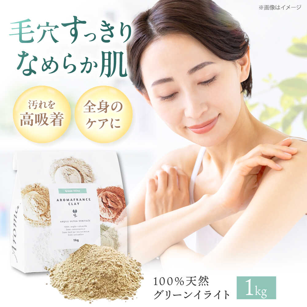 【ふるさと納税】Green Illite グリーンイライト 1kg クレイパック 毛穴ケア 角質ケア 脂性肌 普通肌 天然クレイ フランス産 吸着力 スキンケア 食べ物以外 食品以外 大阪府高槻市/株式会社アロマ・フランス[AOEP009]