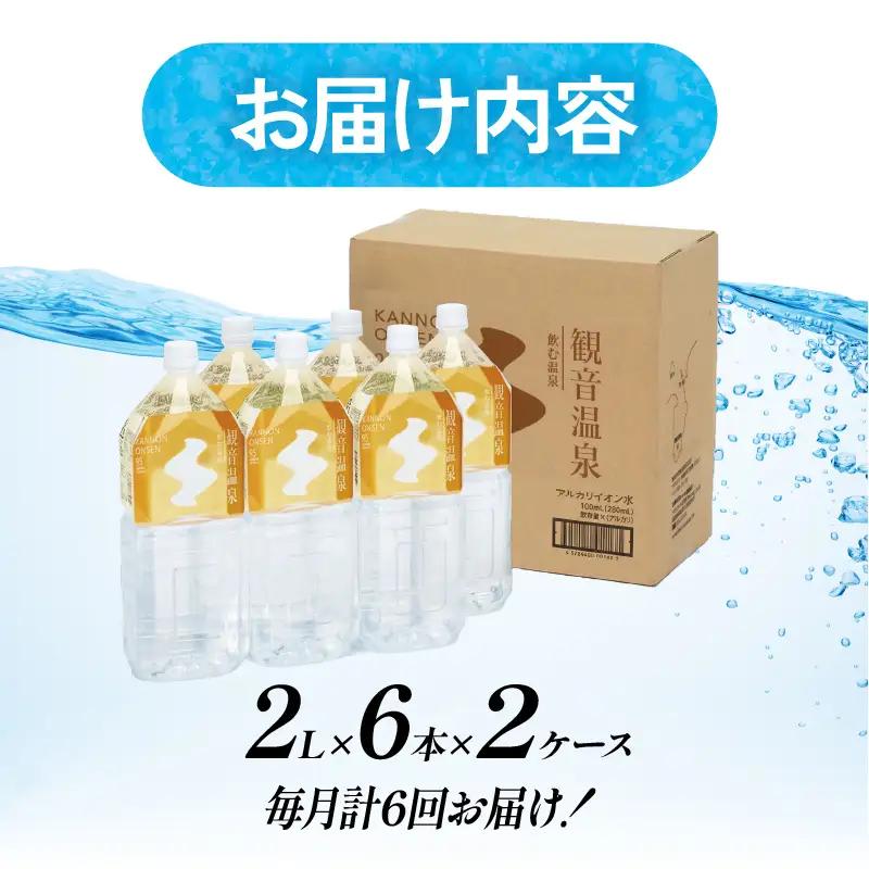 飲む温泉観音温泉2L(6本入)2ケース定期便（6ヶ月）毎月