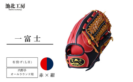 【赤×紺】一富士 軟式グラブ 内野手オールラウンド用 カラー グラブ  野球 内野手 野球グローブ 池北工房 埼玉県 上尾市