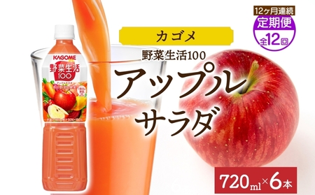 【定期便】12ヵ月連続野菜生活100 アップルサラダ 720mlPET ns038-073 飲料 ｶｺﾞﾒ ﾌﾙｰﾂｼﾞｭｰｽ ｾｯﾄ ﾐｯｸｽｼﾞｭｰｽ
