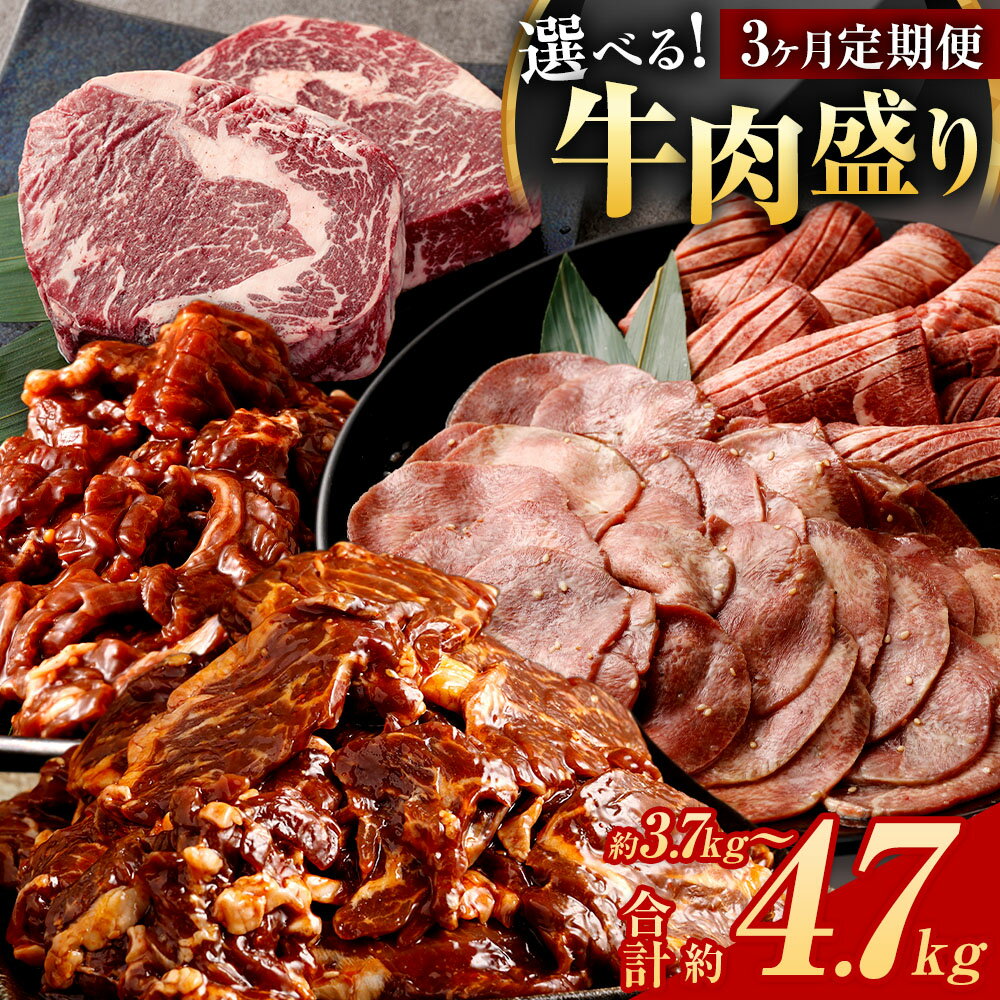 【ふるさと納税】【数量限定】【3ヶ月定期便】肉盛り定期便 ＜選べる内容＞ 肉盛り定期便A（牛サガリ＆牛タン＆牛ハラミ） / 肉盛り定期便B（牛サガリ＆牛タン＆牛レンガステーキ（ロース）） 1ヶ月毎 3回 牛肉 お肉 サガリ 牛タン ハラミ 赤身 冷凍 福岡県 直方市 送料無料