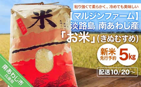 【令和6年 新米】淡路島 南あわじ産　お米（きぬむすめ）5ｋｇ〔10月20日以降発送開始〕