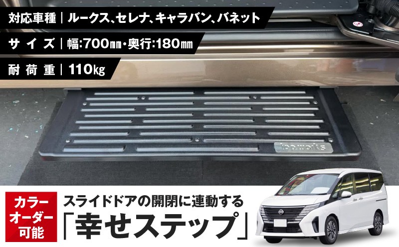 
            スライドドアの開閉に連動する「幸せステップ」サイズ700K
          