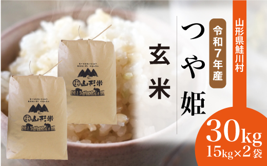 ＜令和7年産米＞ 令和8年5月下旬発送　特別栽培米 つや姫 【玄米】 30kg （15kg×2袋） 沖縄県・離島配送不可  鮭川村