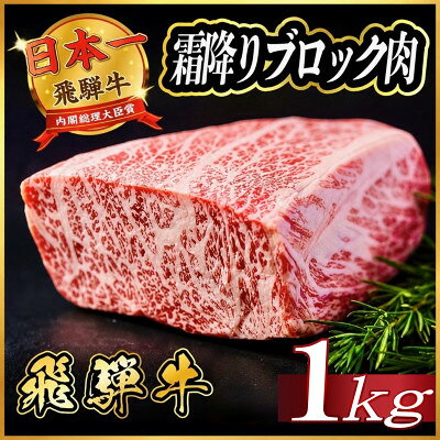【ふるさと納税】飛騨牛　霜降りブロック　約1kg(約500g×2)【冷蔵便】A4等級以上　黒毛和牛【配送不可地域：離島】【1770441】