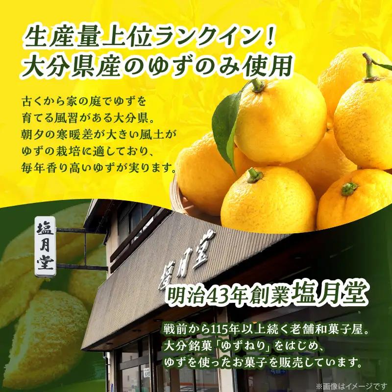 【別府限定】老舗和菓子店「塩月堂老舗」の塩月のゆずまん（8個入り）_B097-024-02