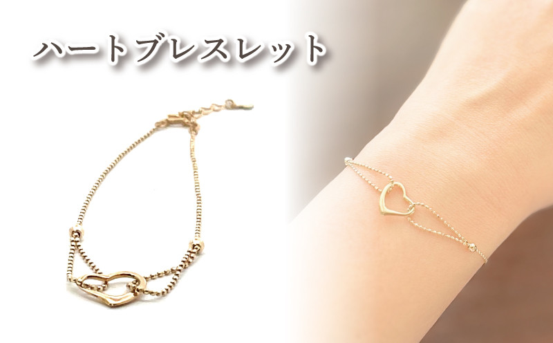 
                  ハート ブレスレット K10 イエローゴールド | ハート アクセサリー アクセ  ブレスレット ご褒美 クリスマス 誕生日 記念日 ジュエリープラネット 愛媛県 松山市
                