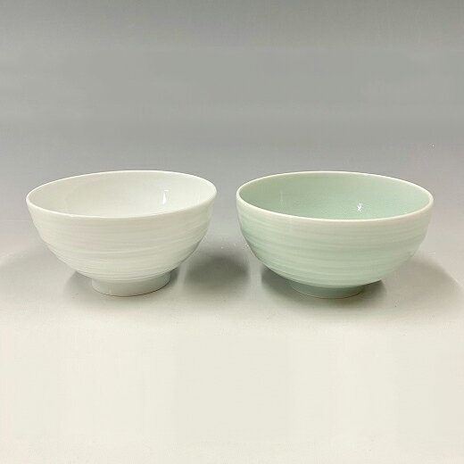 【ふるさと納税】中仙窯 有田焼 白磁・青白磁飯碗セット お茶碗 夫婦茶碗 ペア （中尾純作） お茶碗 おちゃわん 食器 器 30000円 3万円 A30-658