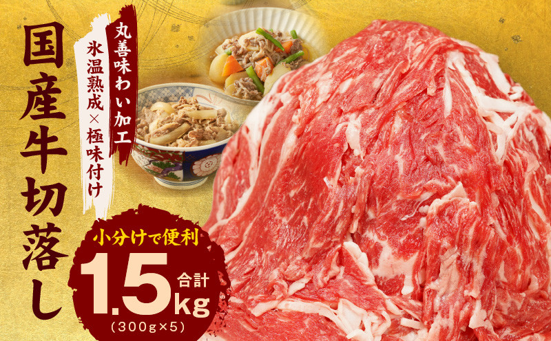 
【氷温熟成×極味付け】国産 牛肉 切り落とし 1.5kg（300g×5）丸善味わい加工
