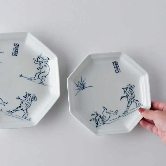 【波佐見焼】鳥獣戯画 八角皿 大小 4枚セット 食器 皿 【洸琳窯】 [GE51] 波佐見焼