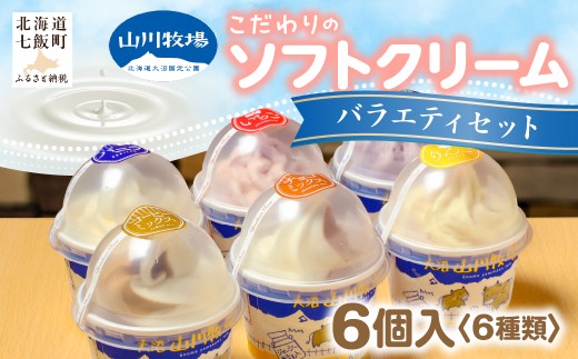 山川牧場こだわりのソフトクリームバラエティセット6個入（6種類） ふるさと納税 人気 おすすめ ランキング 山川牧場 アイスクリーム セット 詰め合わせ 北海道 七飯町 送料無料 NAN007
