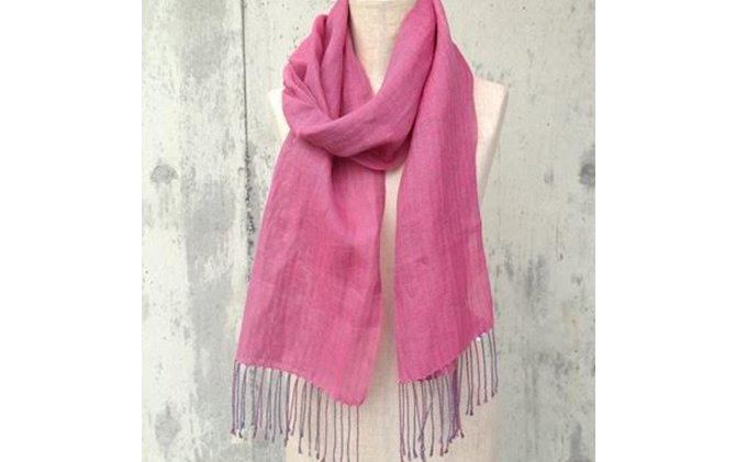 ito to iro 手染め・手織り仕上げ　「ストール」グレー×レッド細ストライプ ファッション小物 