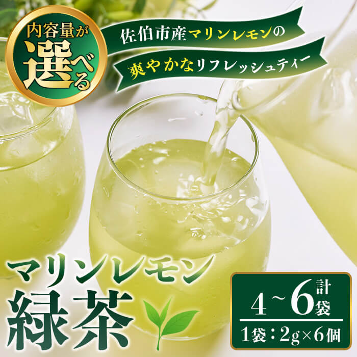 【ふるさと納税】 ＜内容量が選べる！＞ マリンレモン 緑茶 (4袋 or 6袋・1袋：2g×6個) お茶 ティーバック レモン ティー 防災 常温 【opbz014・opbz015】【さいき本舗 城下堂】