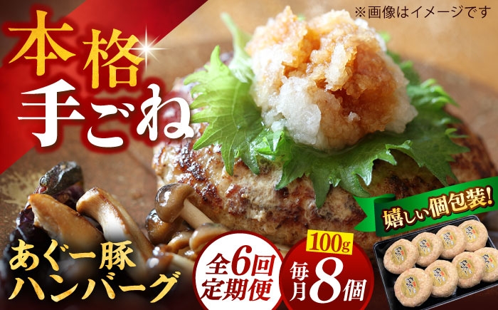 
                  ハンバーグ あぐー豚100% 800g (100g×8個) 【全6回定期便】 個包装 沖縄県産あぐー豚100% 手ごね ハンバーグ 8個 はんばーぐ 6回 定期便 あぐー豚 ハンバーグ 冷凍 小分け ハンバーグ 定期便 はんばーぐ あぐー豚ハンバーグ ギフト お取り寄せ 父の日 沖縄市 / お肉屋本店 [BCAZ010]
                