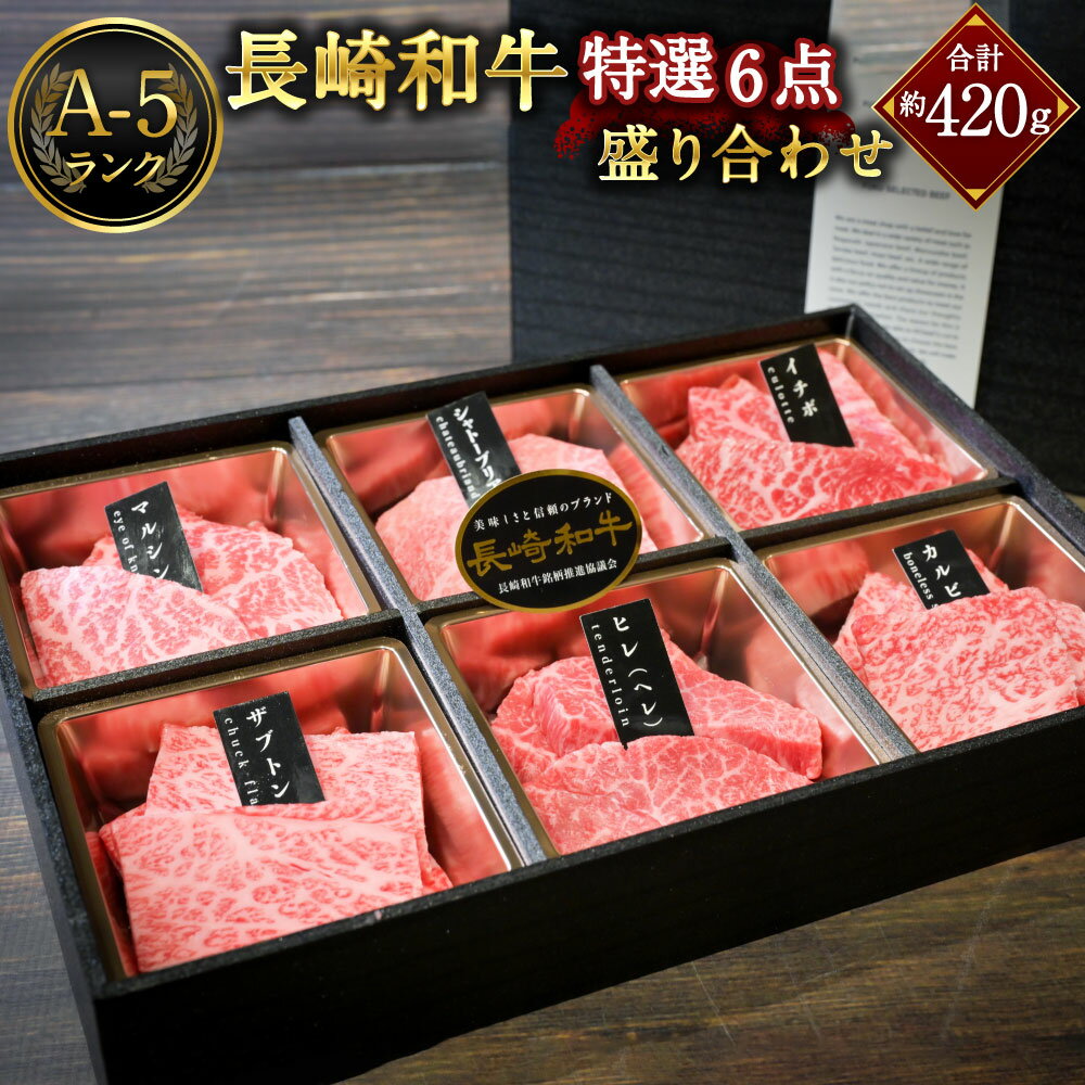 【ふるさと納税】 A-5ランク 長崎和牛特選6点盛り合わせ 約420g 国産 肉 牛肉 和牛 セット 赤身 シャトーブリアン ヒレ 霜降り セット 長崎県 送料無料