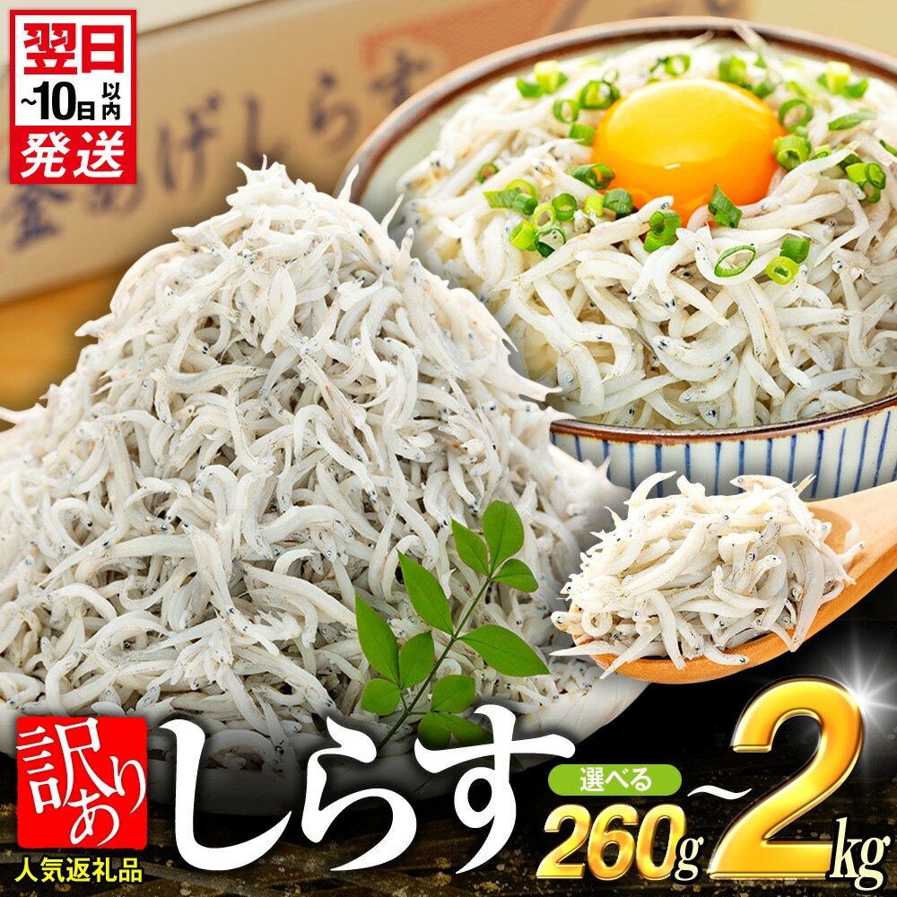【ふるさと納税】 【特別寄附額】【最短翌日発送】 しらす 最大2kg 260g~2kg 選べる容量 小分け 便利 釜揚げ しらす しらす干し シラス ちりめん じゃこ ちりめんじゃこ 規格外 大容量 500円 訳あり 美味しい 人気 ランキング スピード お米 と一緒に 海鮮 魚 魚介 カネ成