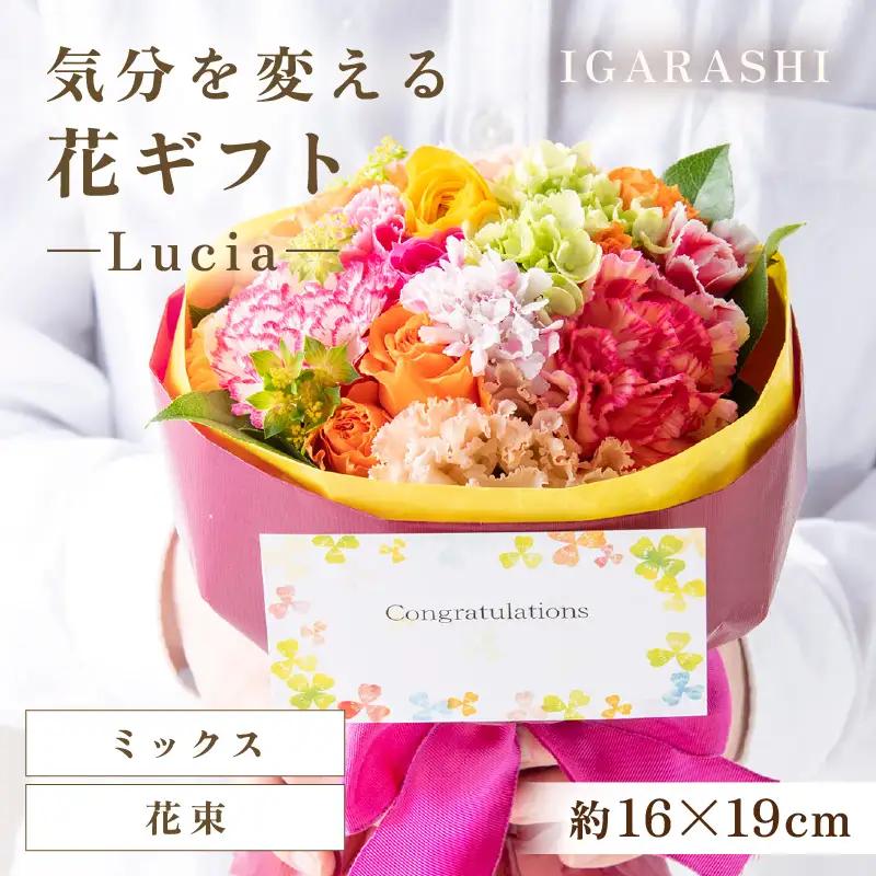 気分を変える花ギフト -Lucia- (花束・ミックス)／ 誕生日 母の日 父の日 クリスマス 結婚祝い 結婚記念日 サプライズ お祝い アレンジメント 花束 プレゼント 贈り物 フラワーアレンジメント フラワーギフト 生花 お花 花屋 [aw062-a002_02]