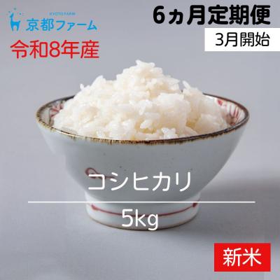 ふるさと納税 京都市 〈6か月定期便・3月開始〉令和8年産 京都ファームのコシヒカリ 精米毎月5kg