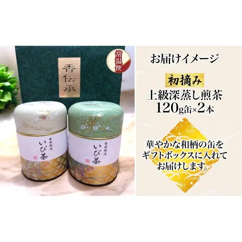初摘み 上級 深蒸し煎茶 ギフト セット 120g缶 2本 お茶 煎茶 緑茶 GAP認証茶 深蒸し茶 日本茶 贈り物 御礼 ギフト 詰め合わせ お茶葉 お茶っ葉 お茶 プレゼント 産地直送 いび茶の里