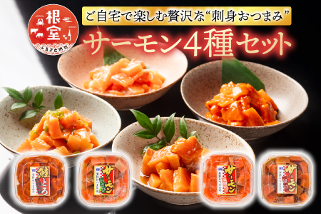 【年内配送可】おつまみ刺身サーモン4種セット(4種計4個) G-09037