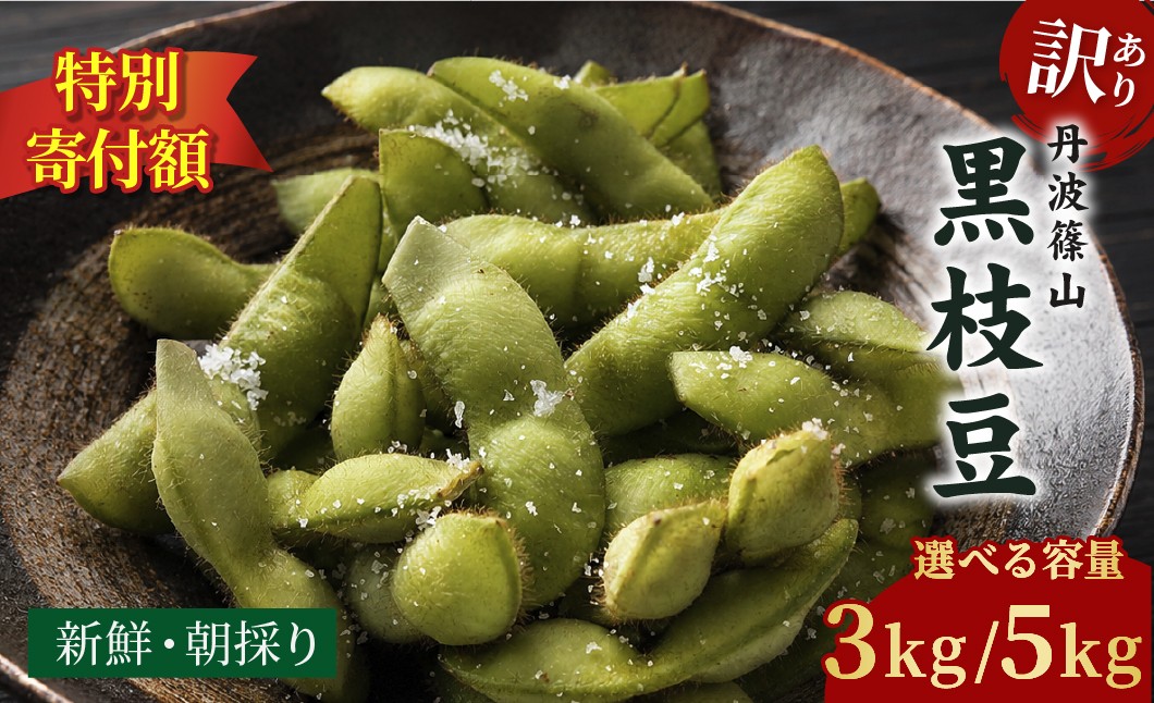 
                  〈R8年10月中旬～11月初旬発送〉【訳あり】丹波 黒枝豆 さや 丹波篠山産 完熟 枝豆 黒大豆枝豆  選べる 3kg 5kg 農家直送 小分け【季節限定 おつまみ 枝豆 えだまめ 黒豆 ご当地グルメ 特産品 朝採り】 
                