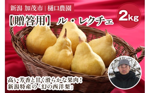 【2026年先行予約】【贈答用】西洋梨 ル・レクチェ 2kg（5～7玉）《11月下旬～順次発送》果物 梨 洋梨 西洋梨 フルーツ 冬の味覚 デザート 産地直送 加茂市 樋口農園
