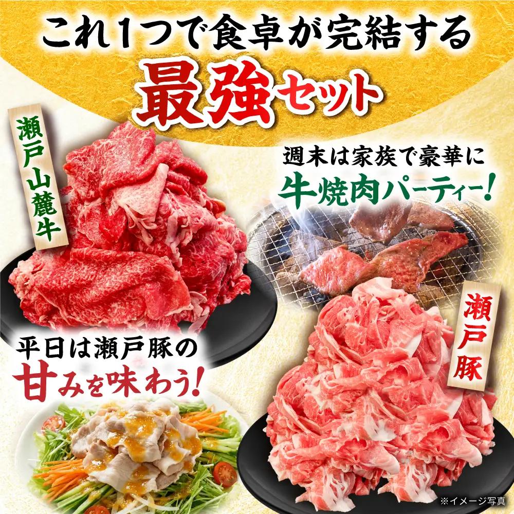 瀬戸山麓牛豚 牛肉 豚肉 切り落としセット 計1.8kg [BBBQ001]切り落とし