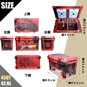 「ピンク」ROS FIELD クーラーボックス ハード 42.6L/45QT  キャンプや災害時に【1377009】