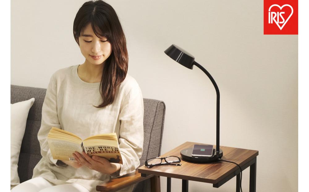 LEDデスクライトQi充電シリーズ 平置きタイプ 調光・調色　LDL-QFDL-B　ブラック