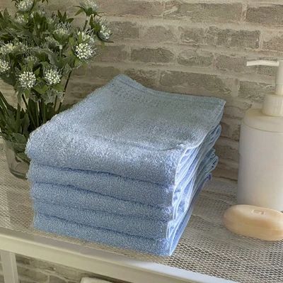 【ふるさと納税】オーガニックコットン フェイスタオル 5枚組 ブルー 約34×80cm通常サイズ｜オーガニックコットン タオル かわいい おしゃれ 人気 綿100% 送料無料 [0557]