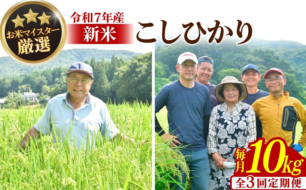 
            ＜定期便3回＞お米マイスター厳選! 茂木百騎米 精米 10㎏（5㎏×2袋）令和7年産 | コシヒカリ こしひかり おこめ 新米 令和7年産 ライスパーラーかわかみ 栃木県 茂木町
          